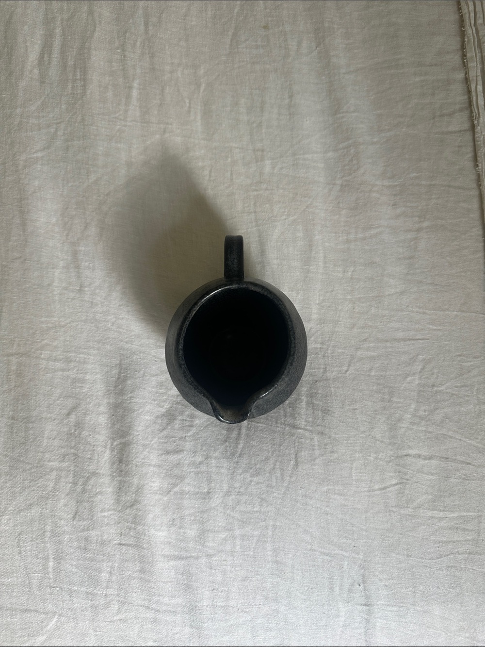 Black Ceramic Ribbed Creamer Pitcher - Picture 2 of 5